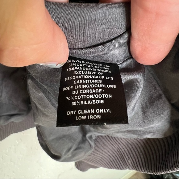 Lafayette 148 New York Rock Gray Kiki Satin Viscose Bomber Jacket $698 - Picture 7 of 9